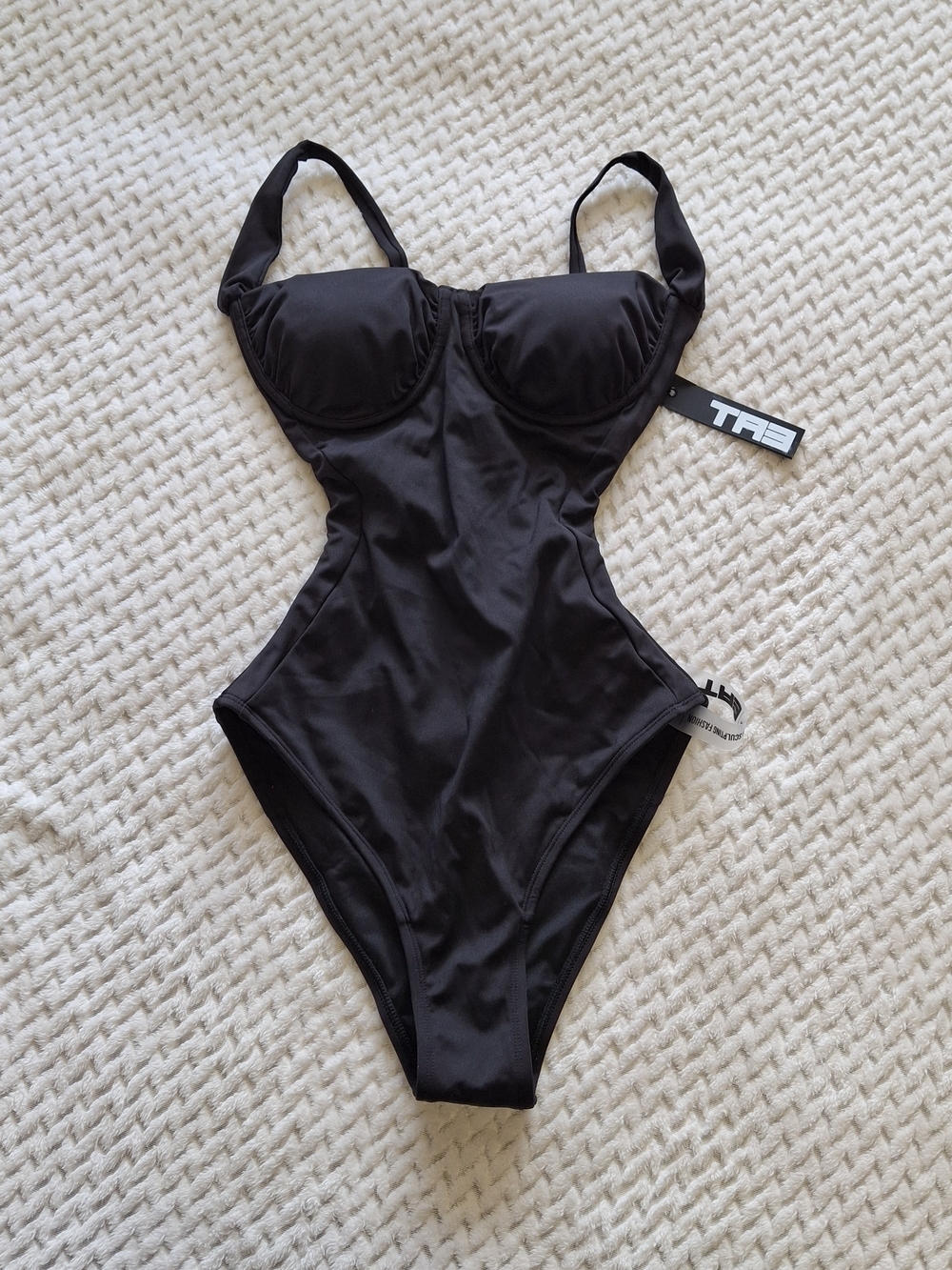 NWT TA3 Black Sweetie Snatched Corset One-Piece Swimsuit XS with XLong Torso